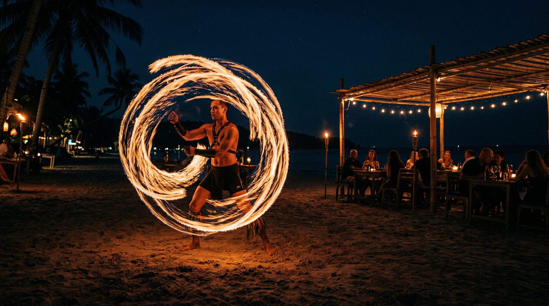 Fire show at Crystal Bay Beach Club