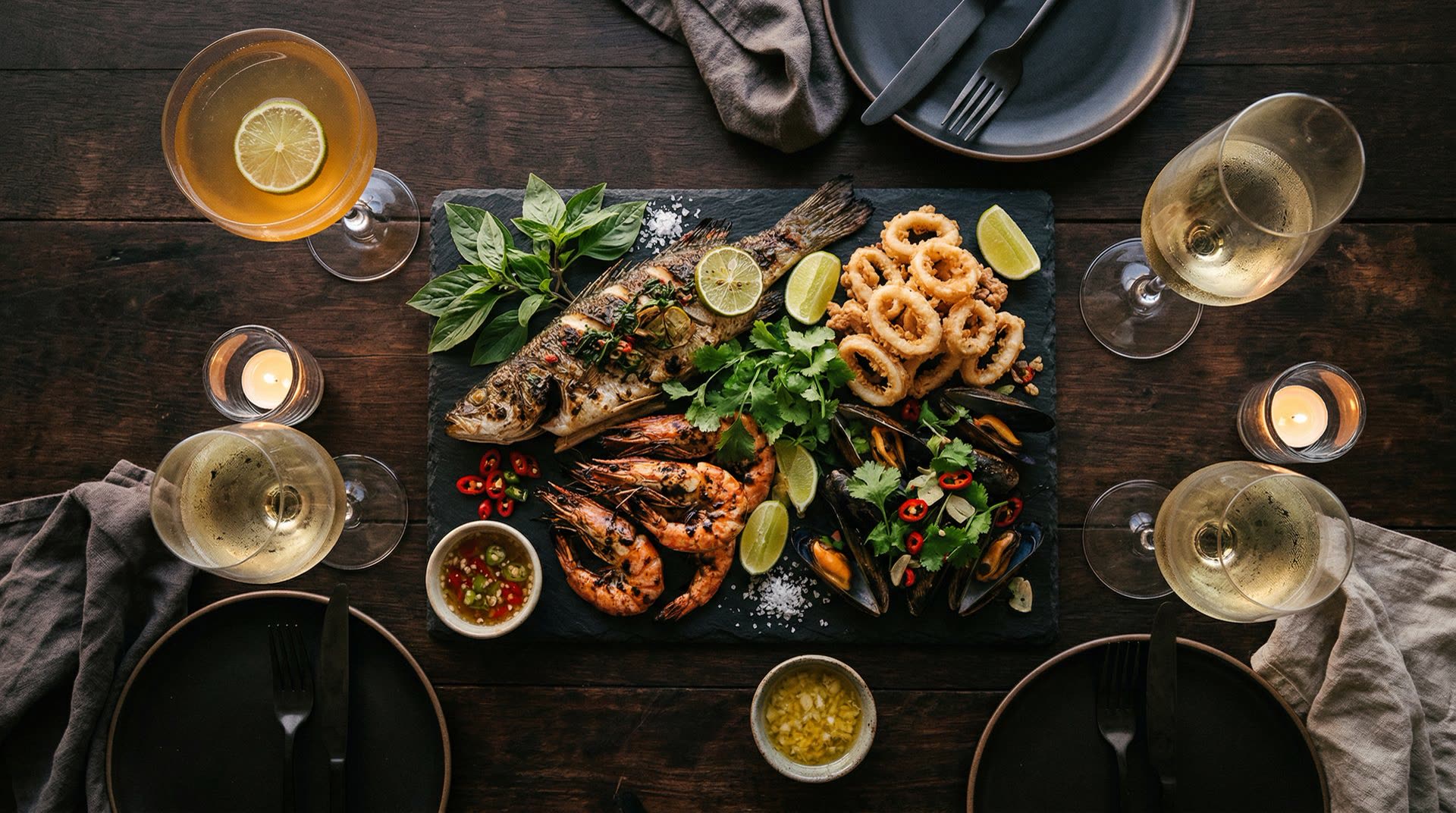 Crystal Bay Beach Club menu table setting