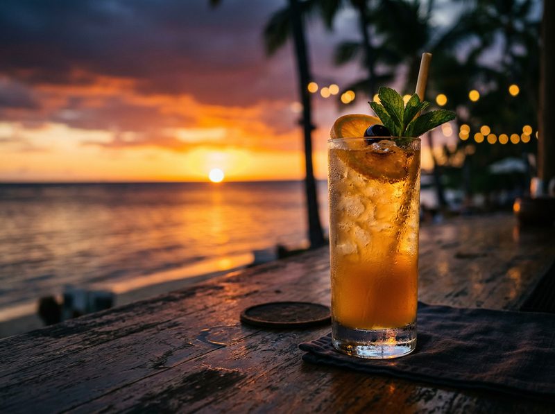 Golden Hour on Silver Beach, Drink in Hand