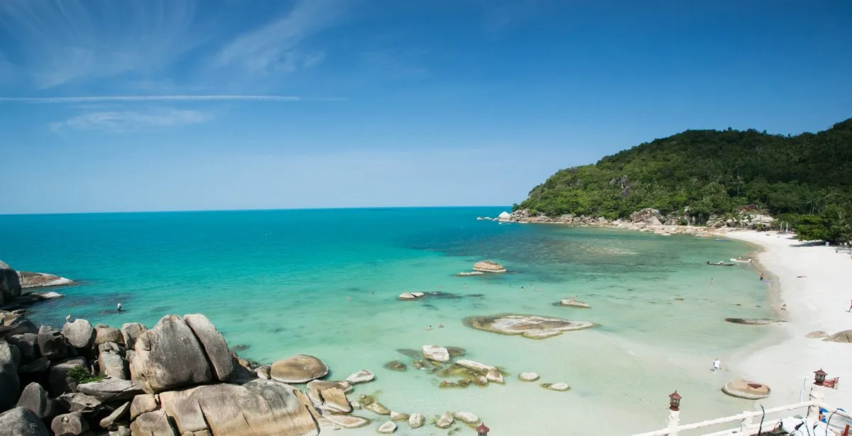 Crystal Bay Beach with clear turquoise water and white sand